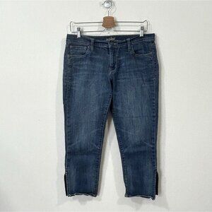 OLD NAVY The Flirt Capri Jeans Sz 8 Medium Wash Blue Denim Zipper Cuff Stretch